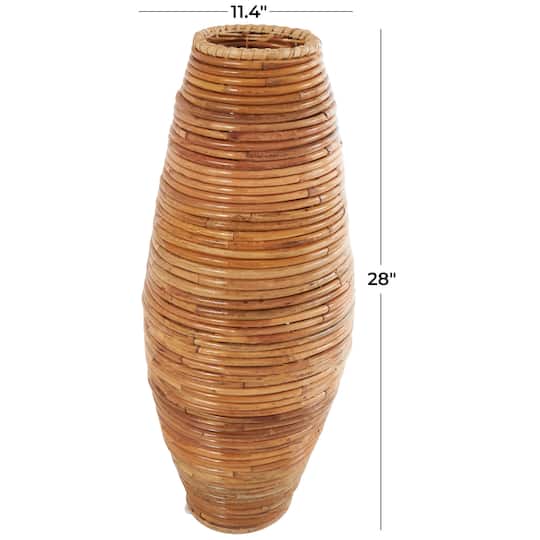28" Brown Rattan Handmade Wrapped Vase